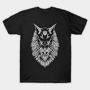 Maine coon black line art T-Shirt